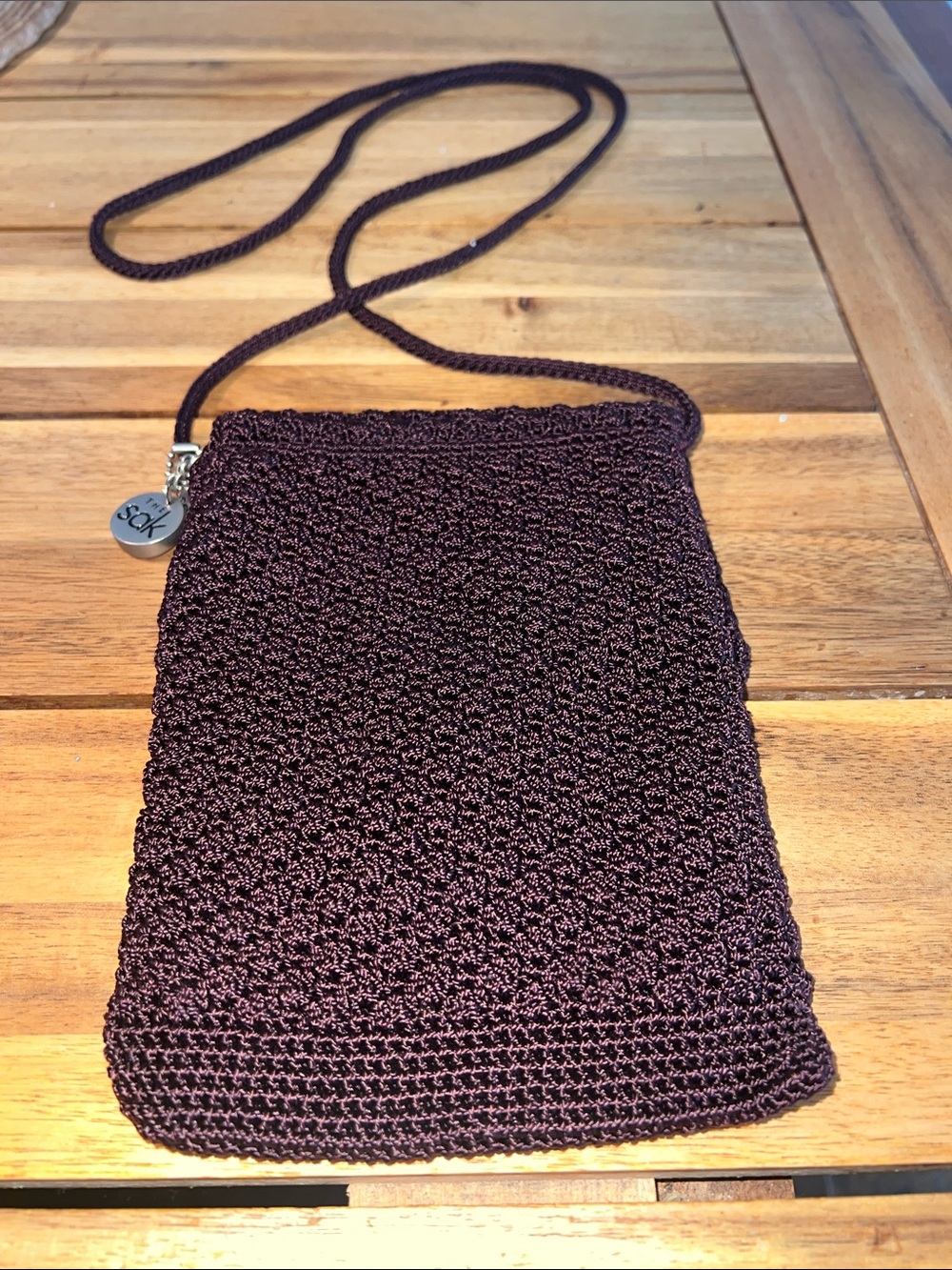 The Sak Hand-Crocheted Brown Crossbody Bag - Compact Everyday Shoulder Purse - Picture 3 of 4